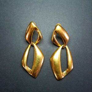 Vintage Signed Napier Geometric Clip On or Screw Back Dangle Earrings Gold Tone